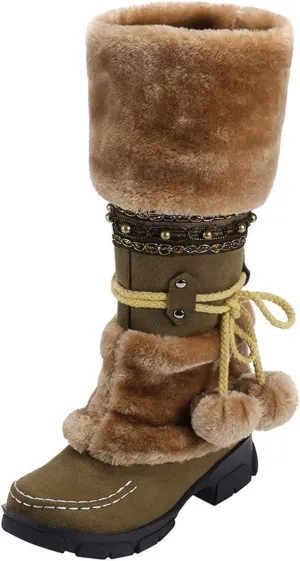 Cute Winter Boots Size 4 Woman Snow Boots Women Size 7.5 Wide Extra Wide Calf Womens Snow Boots Waterproof Walking Boots Women Lightweight Womens Warm Winter Boots Wide Calf