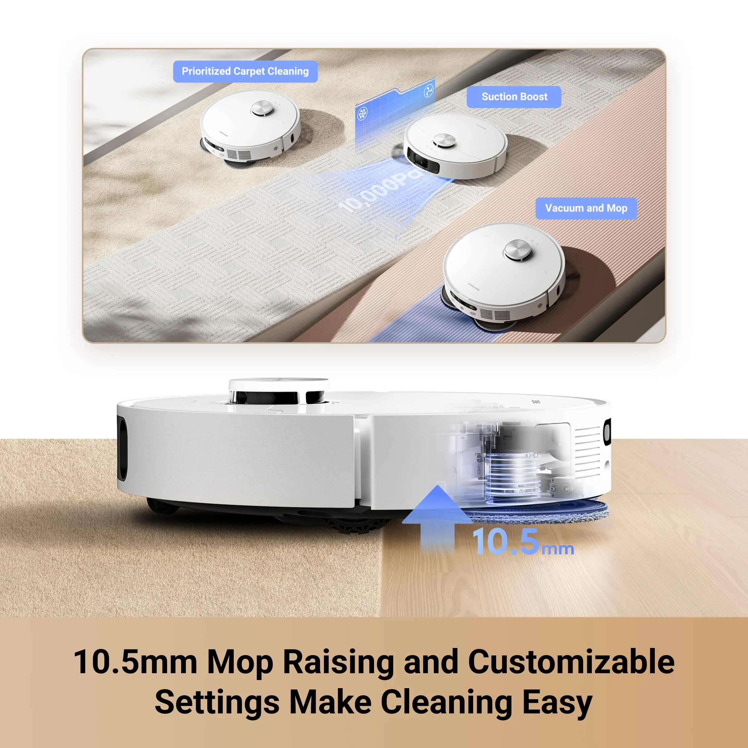 DREAME L10s Ultra Gen 2 Robot Vacuum and Mop, 10,000Pa Suction, MopExtend Technology, All-in-One Base Station, Pet-Friendly, Versatile Carpet Cleaning, DuoScrub Mopping System, Smart Pathfinder Tech