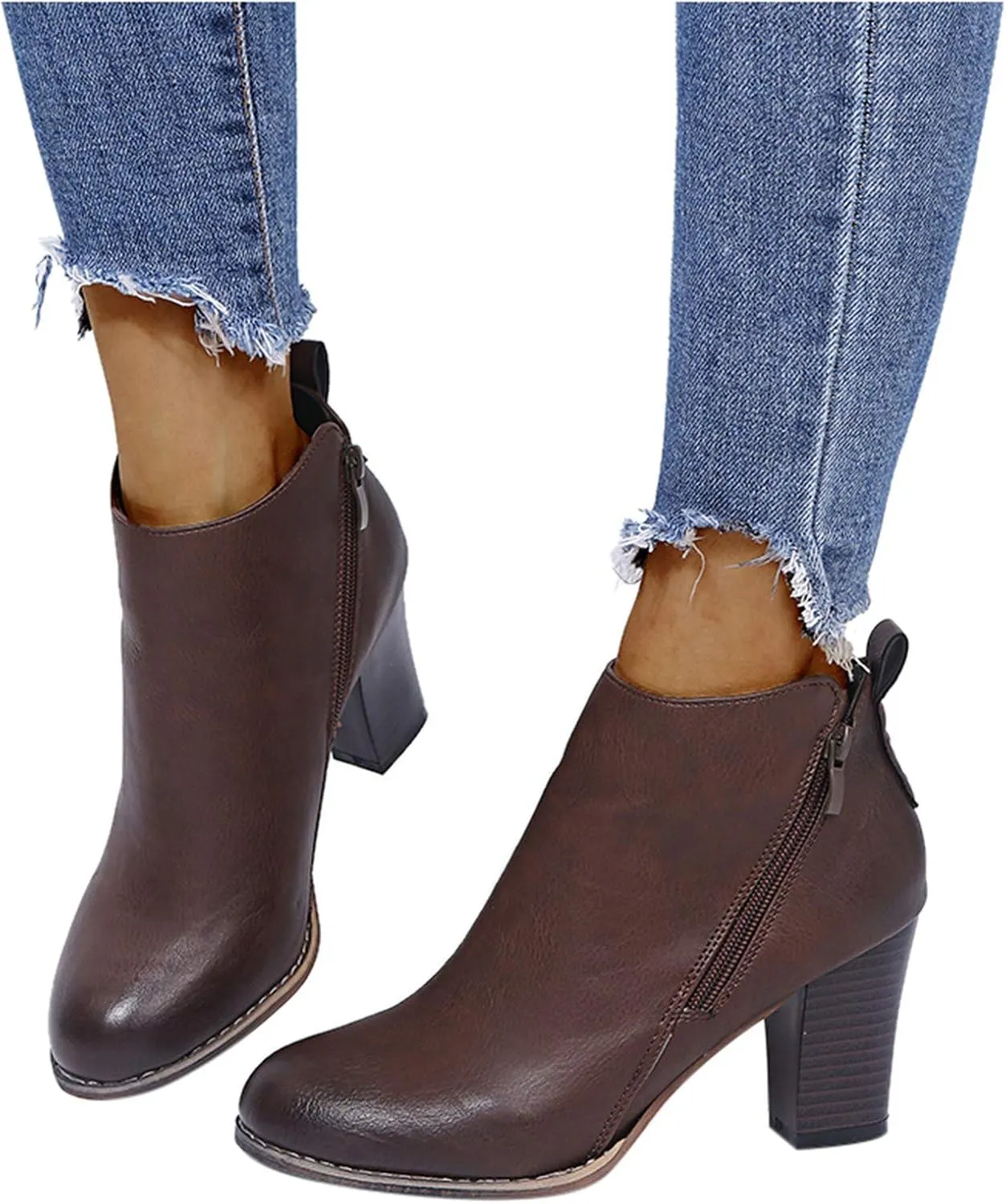 Dress Boots Women Ankle Western Boots for Women Blue Booties Dark Brown Ankle Boots for Women Women'S Leather Ankle Boots Zipper Winter Booties Wide Width White Cowboy Booties