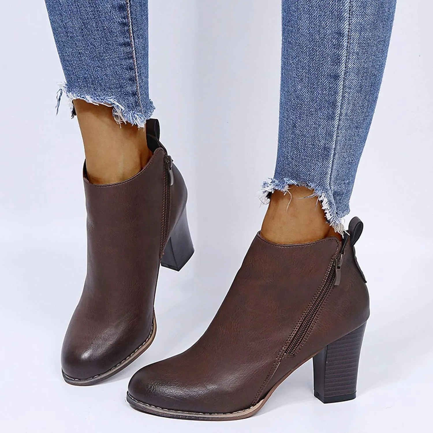 Dress Boots Women Ankle Western Boots for Women Blue Booties Dark Brown Ankle Boots for Women Women'S Leather Ankle Boots Zipper Winter Booties Wide Width White Cowboy Booties