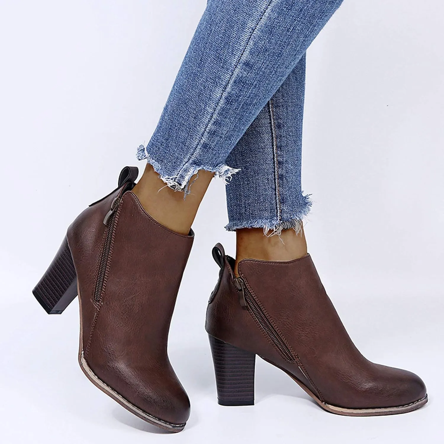 Dress Boots Women Ankle Western Boots for Women Blue Booties Dark Brown Ankle Boots for Women Women'S Leather Ankle Boots Zipper Winter Booties Wide Width White Cowboy Booties