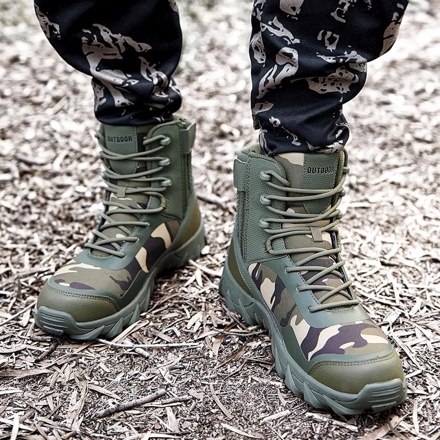 Eliogn Men's Military Tactical Boots Combat Outdoor Walk Leather Lightweight Desert Boots