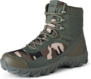 Eliogn Men's Military Tactical Boots Combat Outdoor Walk Leather Lightweight Desert Boots