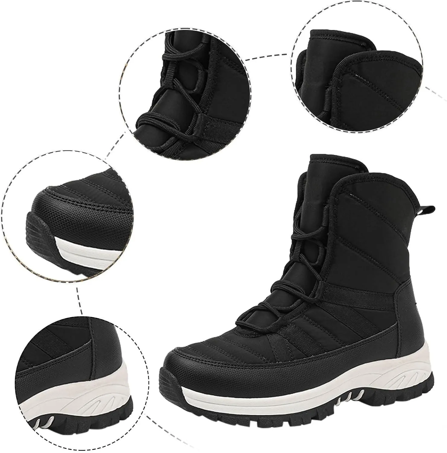 Fall Boots Womens Winter Fashion Snow Boots Lace Up Lug Sole Non Slip Waterproof Hiking Boot
