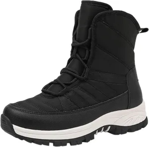 Fall Boots Womens Winter Fashion Snow Boots Lace Up Lug Sole Non Slip Waterproof Hiking Boot