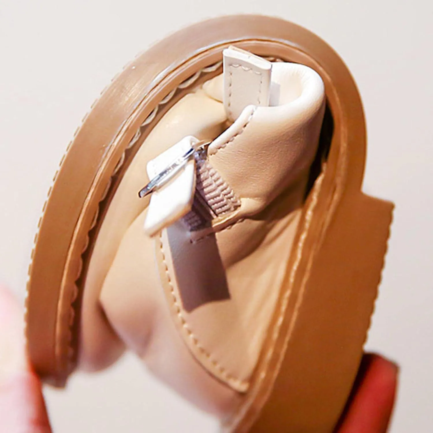 Fashion Four Seasons Children Casual Shoes Girls Round Toe Flat Sole Thick Sole Solid Double Kids Rubber Boots Size 2 (Beige, 2.5-3 Years Toddler)