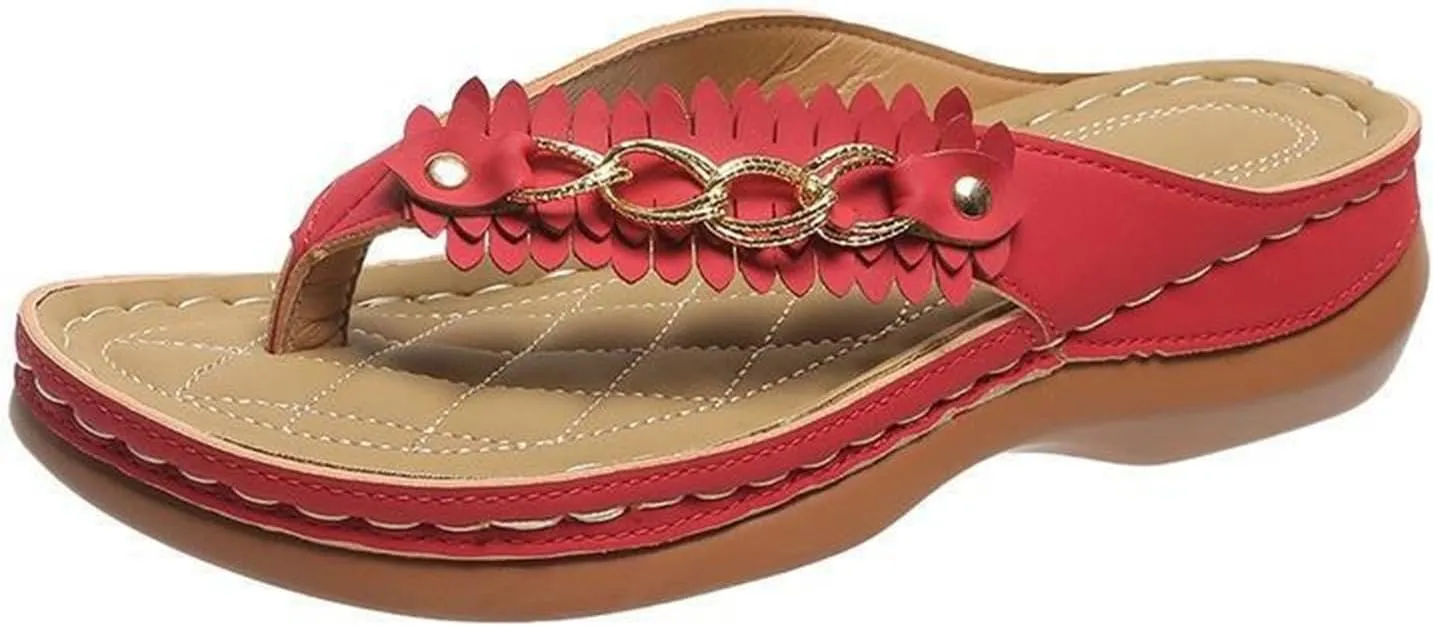 Flip Flops for Women Summer 2025 Fashion Boho Breathable Mesh Hollow Wedge with Arch Support Womens Sandals Trendy Casual Walking Slippers Summer Dressy Beach Non Slip Flip Flops Sandals 2025