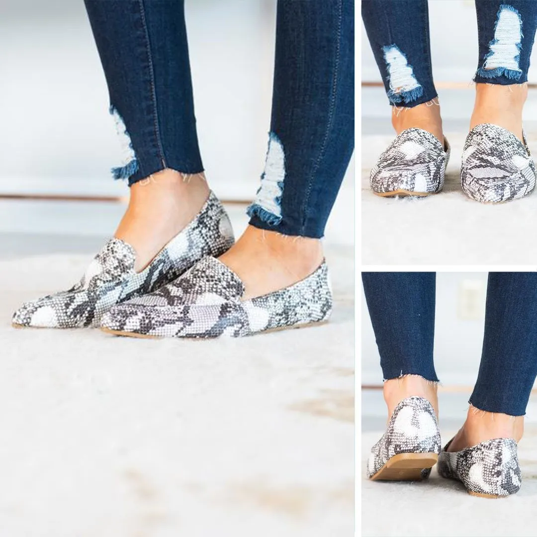Get To The Office Gray Snake Loafers