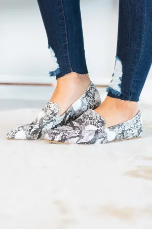 Get To The Office Gray Snake Loafers