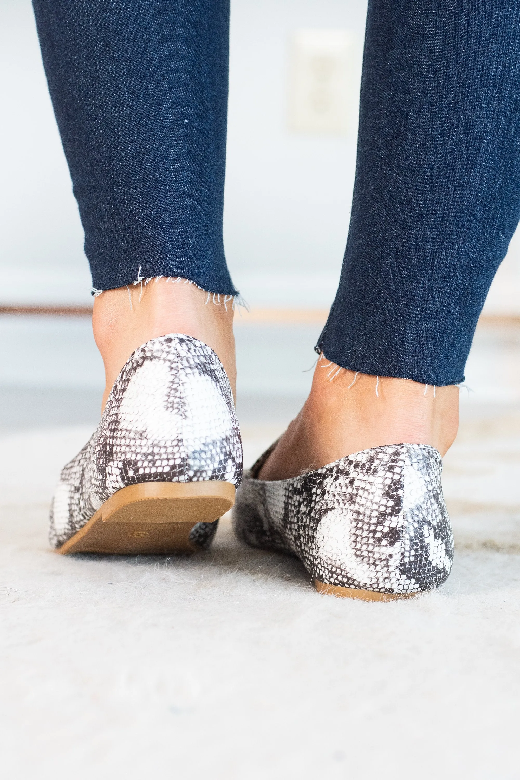 Get To The Office Gray Snake Loafers