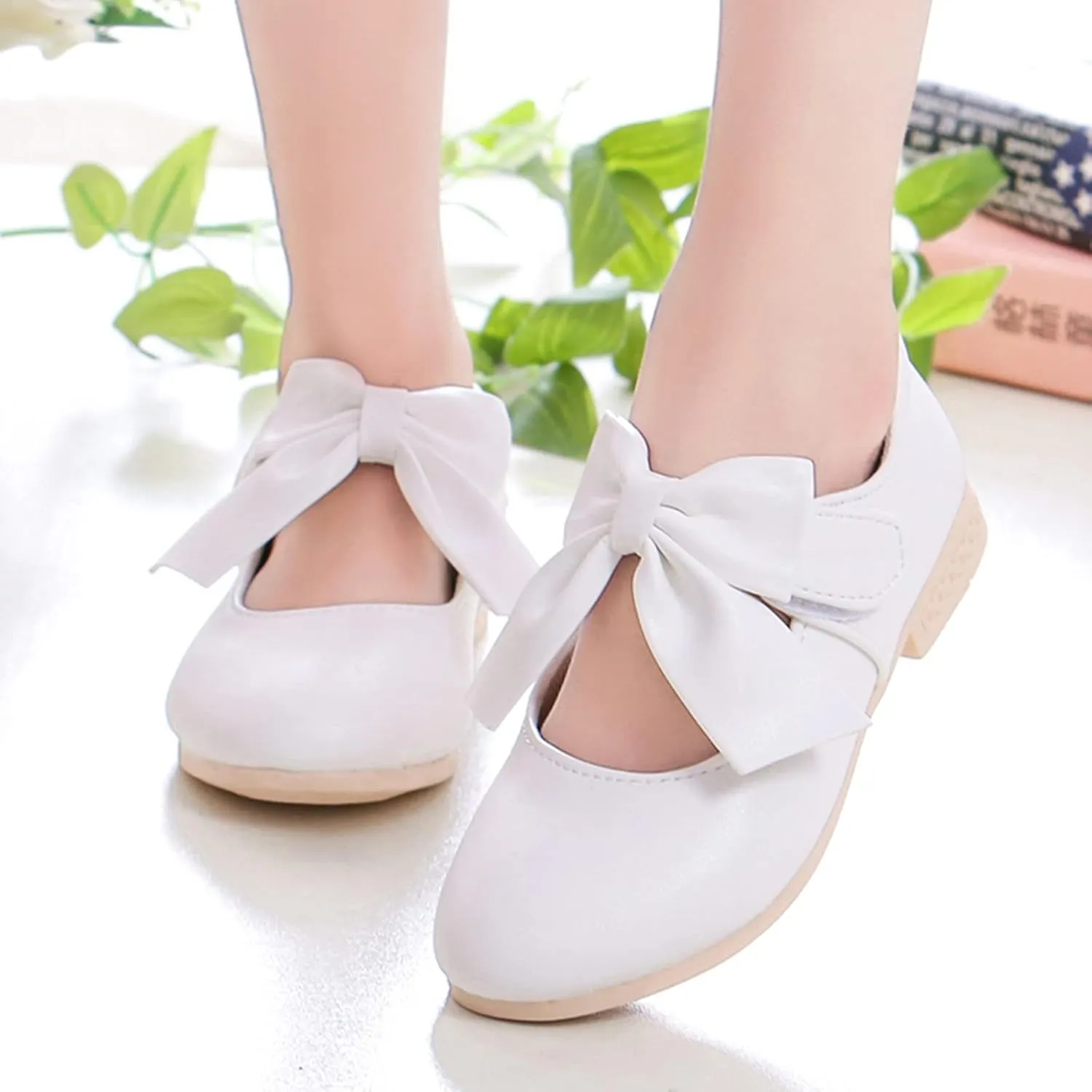 Girls Ballet Shoes Flower Girls Mary Jane Flats with Bow Toddler Dress Shoes Party Wedding Church Shoes for Kids