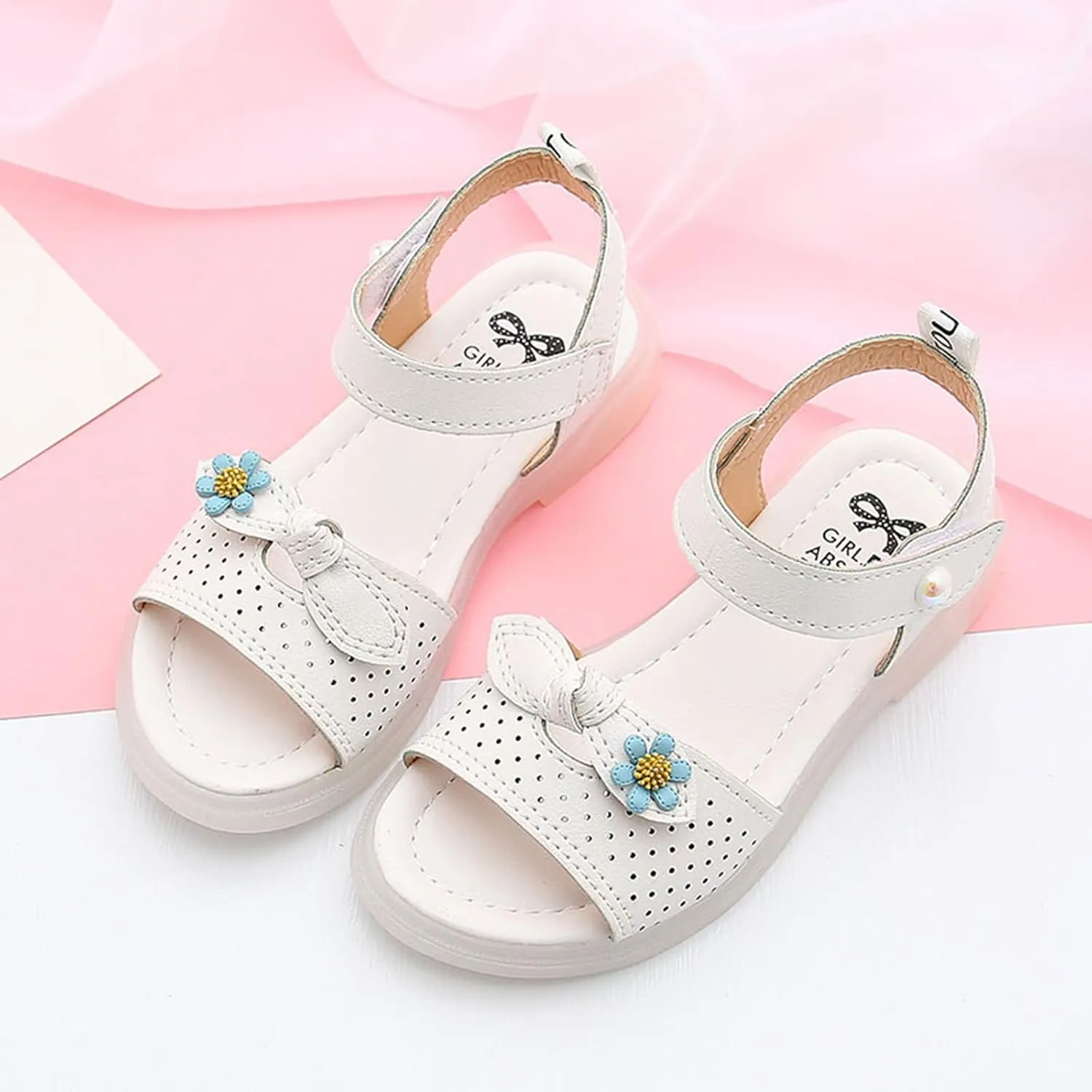 Girls Open Toe Soft Sole Flat Sandals 2025 Summer Comfortable Princess Outdoor Holiday Vacation Shoes for Kids