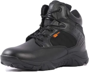 HARGLESMAN Men's Tactical Boots 6 Inches Combat Military Work Desert Leather Boots with Zipper