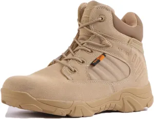 HARGLESMAN Men's Tactical Boots 6 Inches Combat Military Work Desert Leather Boots with Zipper