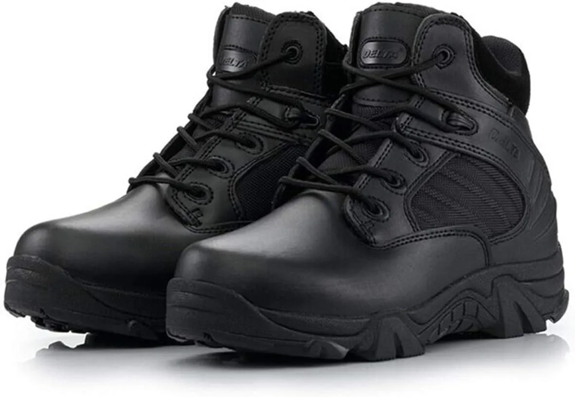 HARGLESMAN Men's Tactical Boots 6 Inches Combat Military Work Desert Leather Boots with Zipper