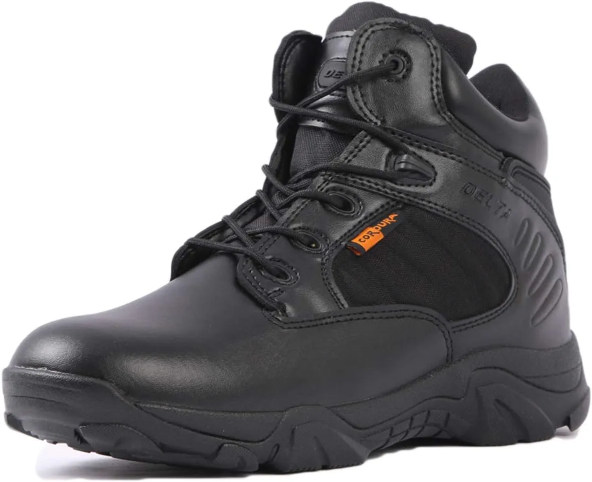 HARGLESMAN Men's Tactical Boots 6 Inches Combat Military Work Desert Leather Boots with Zipper