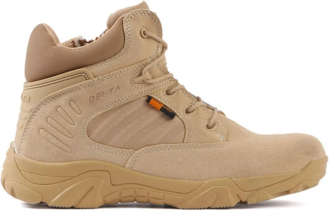 HARGLESMAN Men's Tactical Boots 6 Inches Combat Military Work Desert Leather Boots with Zipper