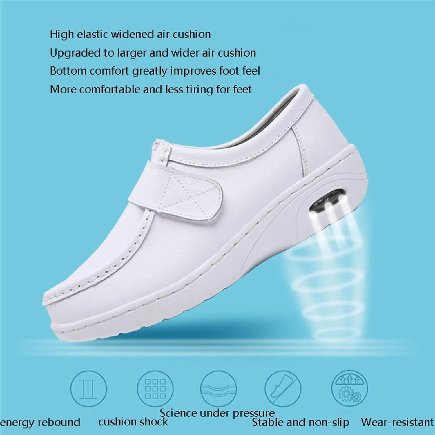 Healthcare Leather Nurse Shoes, Women's Winter Fleece Non-Slip Adjustable Soft Leather Nurse Shoes, Anti Slip Air Cushion Orthopedic Nursing Work Shoes, for Nurse Work