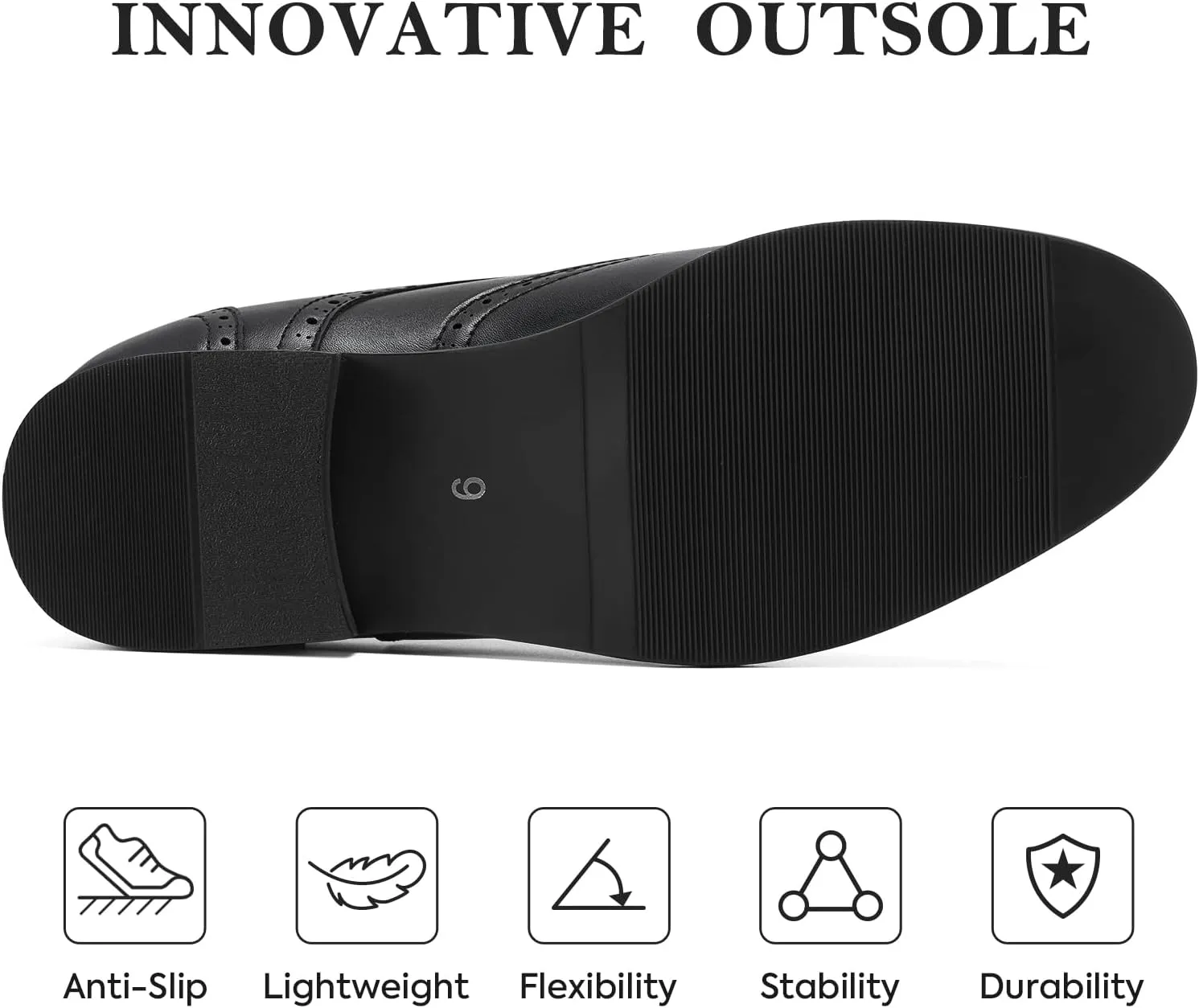 HEEZ Mens Dress Shoes Black Oxford Shoes for Men Wingtip Casual Formal Business Shoe Comfortable Non Slip TPR Outsole