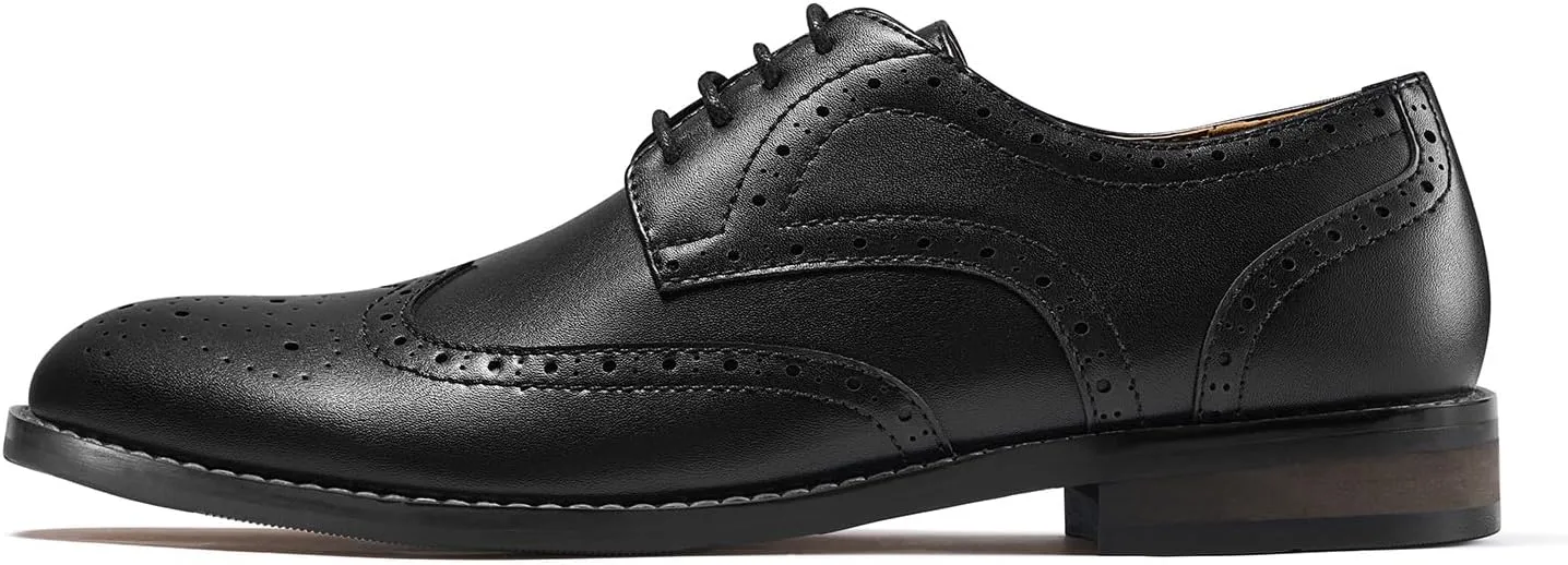 HEEZ Mens Dress Shoes Black Oxford Shoes for Men Wingtip Casual Formal Business Shoe Comfortable Non Slip TPR Outsole