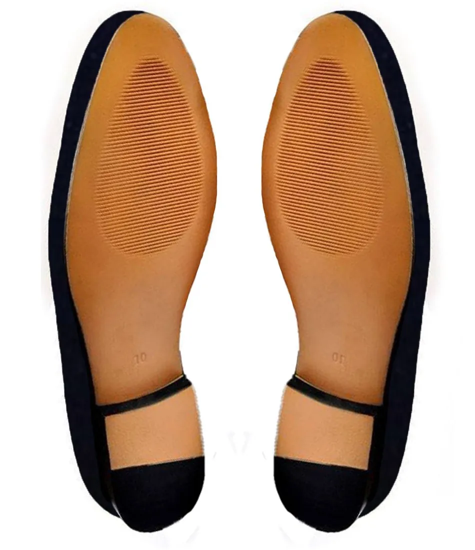 Height Increasing Blue Velvet Scotch Embroidered Loafers
