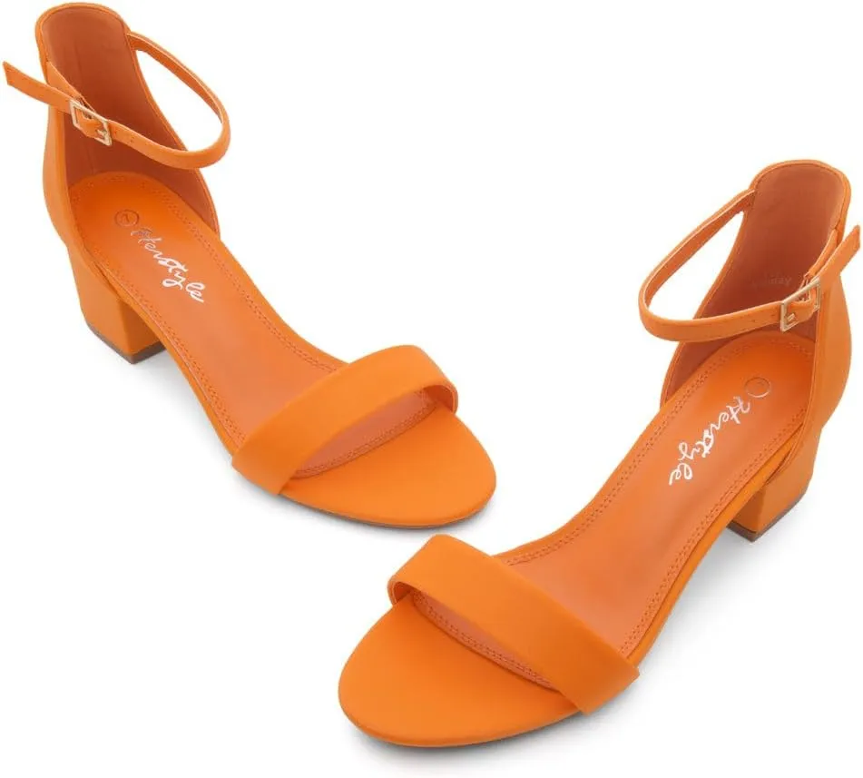 Herstyle Women??s Low Heels ?C Open Toe Chunky Block Heeled Sandals with Ankle Strap | Comfortable Dressy Short Heels for Prom, Wedding, Party & Office