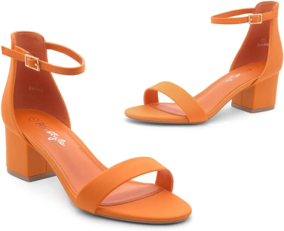 Herstyle Women??s Low Heels ?C Open Toe Chunky Block Heeled Sandals with Ankle Strap | Comfortable Dressy Short Heels for Prom, Wedding, Party & Office