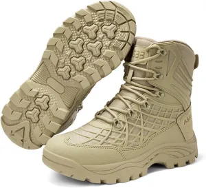 Kervaky Men's military boots, men's tactical boots, breathable and anti slip men's boots, high top shoes, hiking boots, combat boots