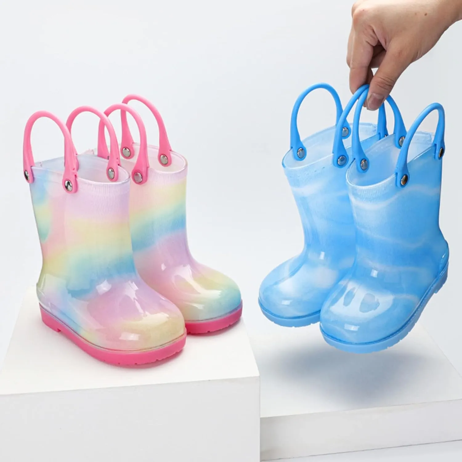 Kids Rain Boots Cartoon Bow Rainbow Rain Boots Girls Infant Rain Water Fashion Casual Boots Super Girl Boots