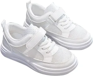 Kids' Simple Strap Leather Sneakers Toddler Casual Athletic Mesh Shoes for Boys and Girls Durable and Comfortable Fit