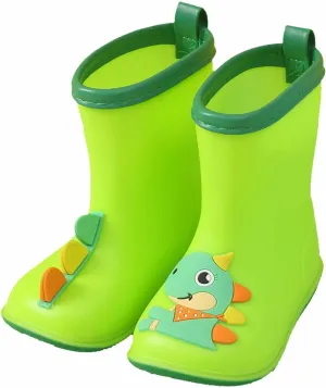 Kids Toddler Rain Boots for Girls Boys Dinosaur Cartoon Waterproof Rain Shoes Patterns Boot with Easy On Handles