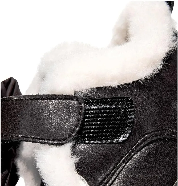 Kids Winter Mary Jane Loafers, Plush Lined, Brown PU Leather with Bow, TPR Sole