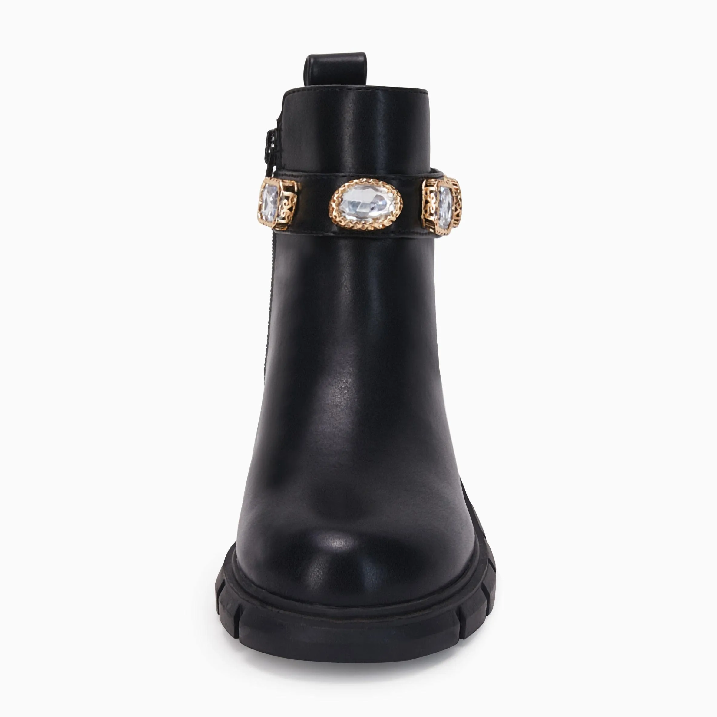 LAICIGO Girl's Lug Sole Ankle Boots Platform Chunky Heel Round Toe Non-Slip Zipper Chelsea Booties