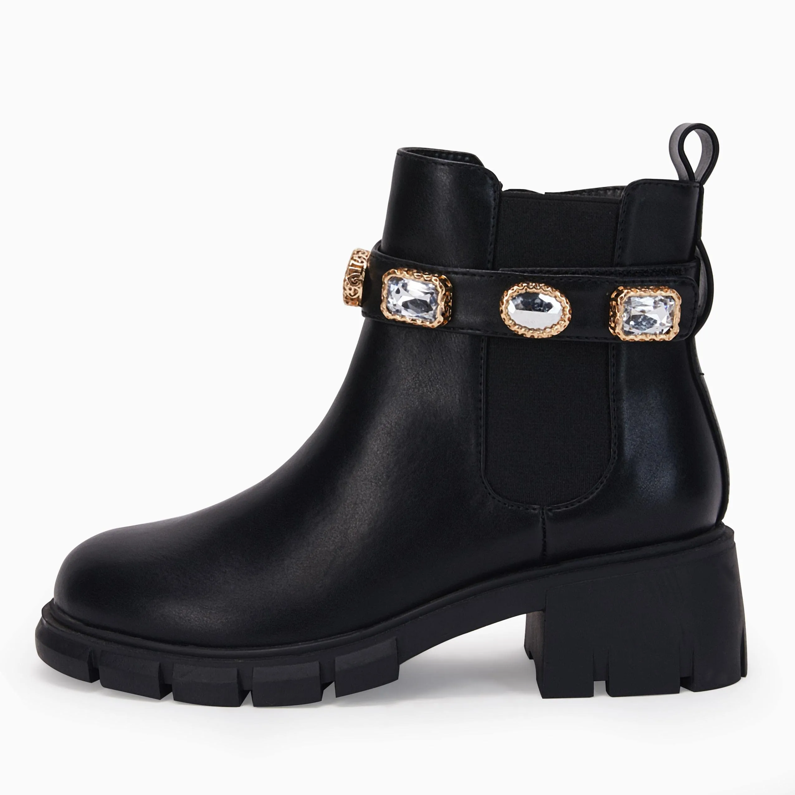 LAICIGO Girl's Lug Sole Ankle Boots Platform Chunky Heel Round Toe Non-Slip Zipper Chelsea Booties