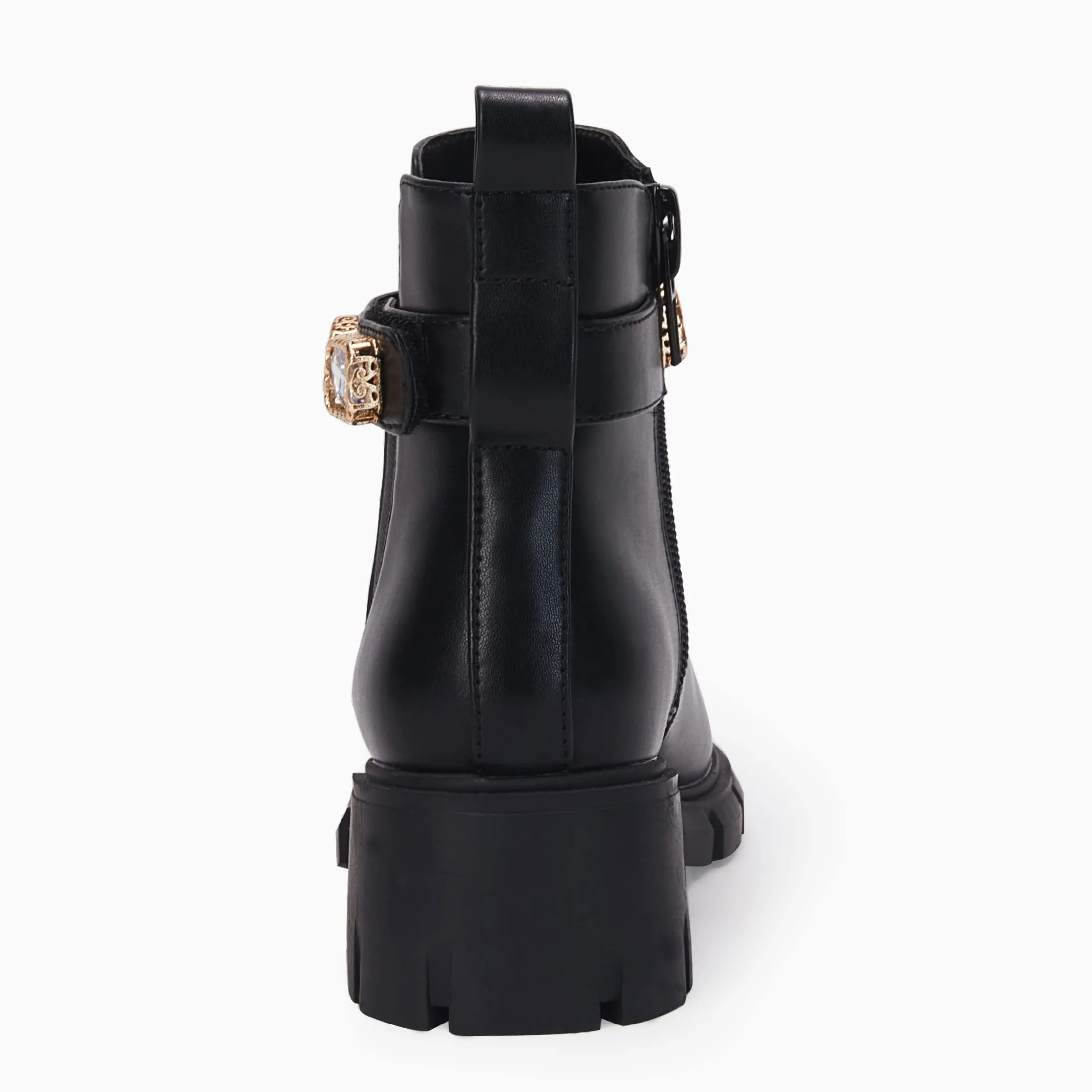 LAICIGO Girl's Lug Sole Ankle Boots Platform Chunky Heel Round Toe Non-Slip Zipper Chelsea Booties