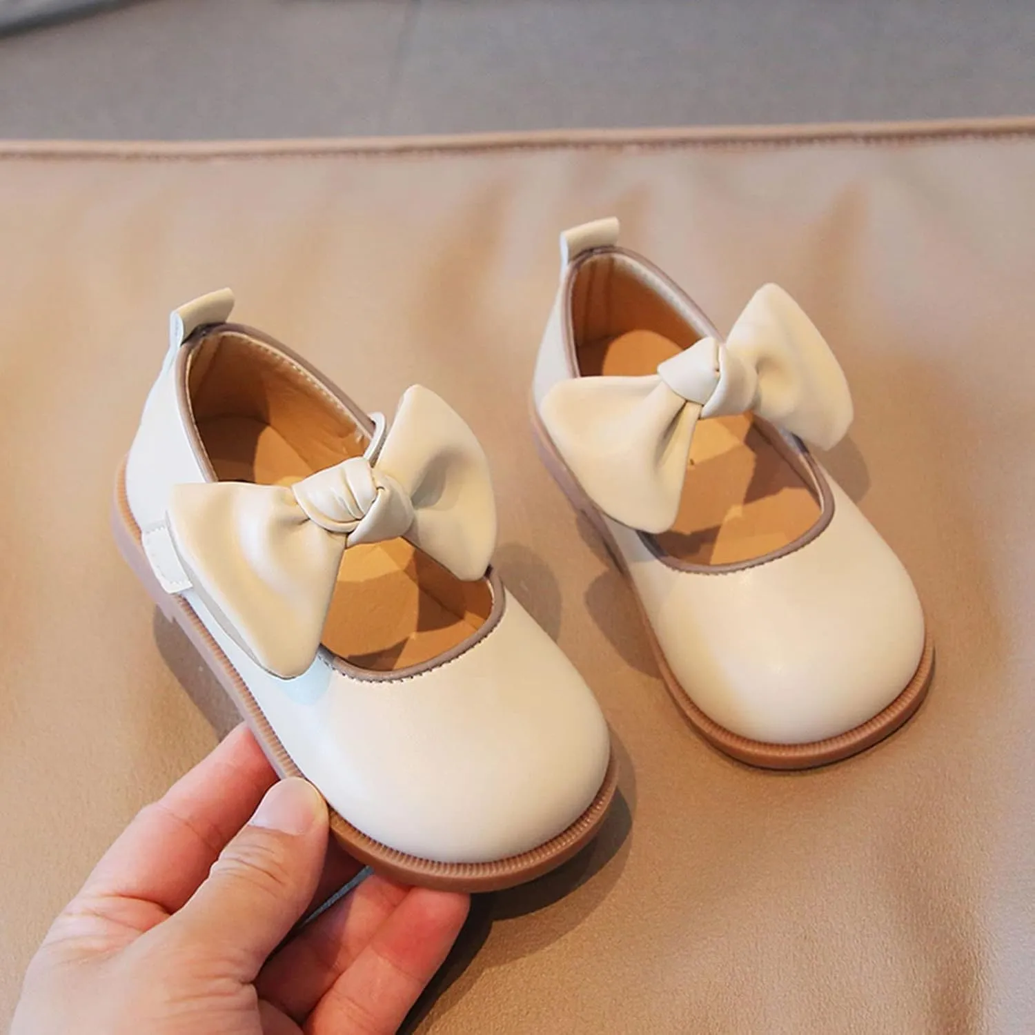Little Girl Mary Jane Dress Shoes with Bow Flower Girl Shoes Toddler Girl School Uniform Shoes for Wedding Party