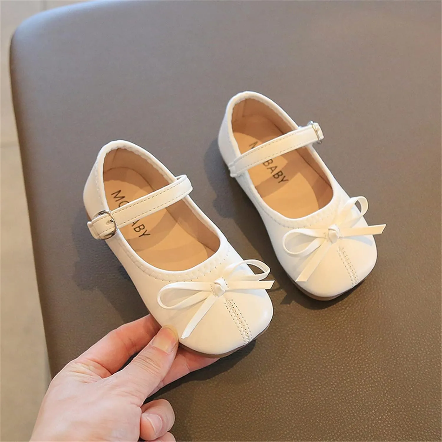 Little Girls Dress Shoes Bow Slip On Mary Jane Ballet Flats Flower Toddler Girl School Party Wedding Shoes
