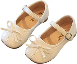 Little Girls Dress Shoes Bow Slip On Mary Jane Ballet Flats Flower Toddler Girl School Party Wedding Shoes