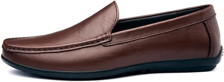 Loafers for Men Round Toe Faux Leather Loafer Shoes Anti-Slip Flat Heel Comfortable Casual Slip On