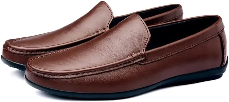 Loafers for Men Round Toe Faux Leather Loafer Shoes Anti-Slip Flat Heel Comfortable Casual Slip On