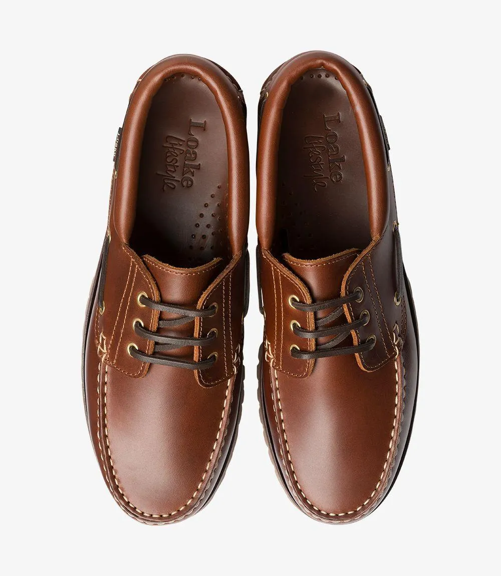 LOAKE 522-DIS BLACK BOAT RUBBER MOCCASIN SOLE F-MEDIUM