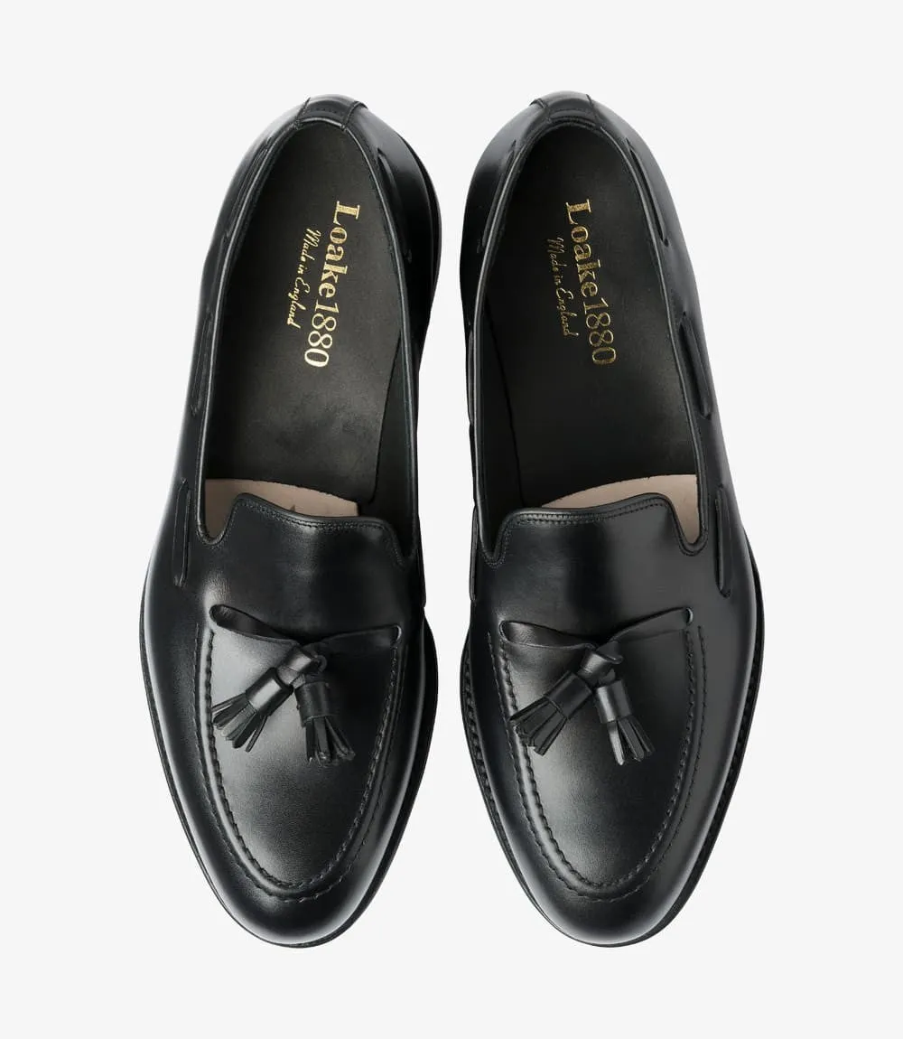 LOAKE RUSSELL BLACK LOAFER LEATHER SOLE F-MEDIUM