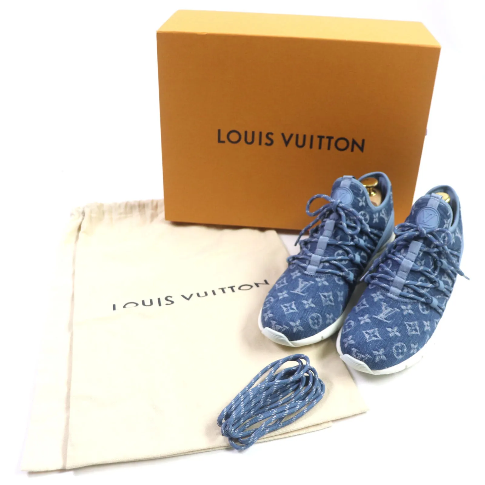 LOUIS VUITTON Low cut sneakers Monogram denim blue Fast lane line 6.5