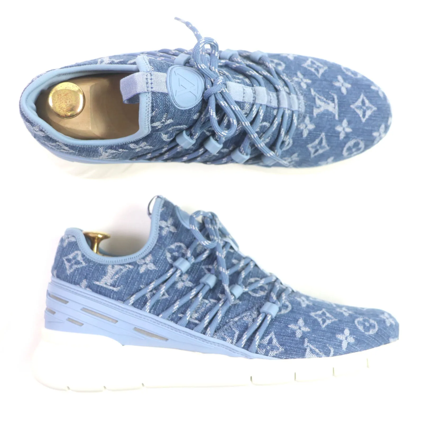 LOUIS VUITTON Low cut sneakers Monogram denim blue Fast lane line 6.5