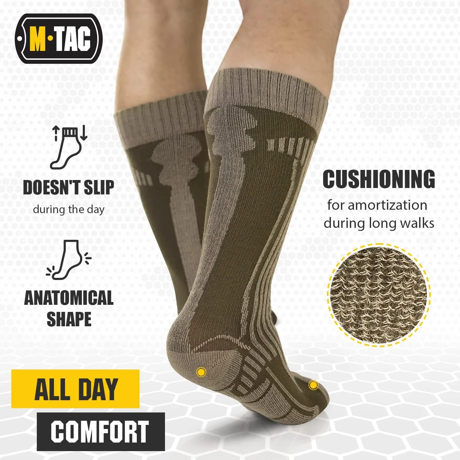 M-Tac Crew Knee High Tactical Socks 2 Pack - Military Lightweight Coolmax Moisture Wicking Army Combat Socks