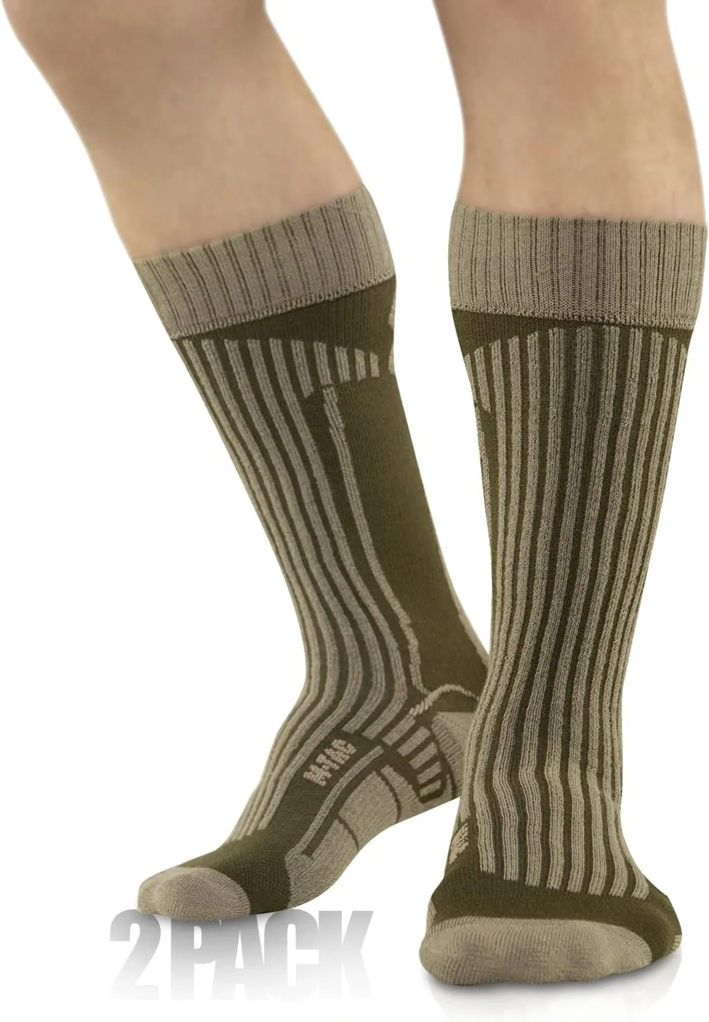 M-Tac Crew Knee High Tactical Socks 2 Pack - Military Lightweight Coolmax Moisture Wicking Army Combat Socks
