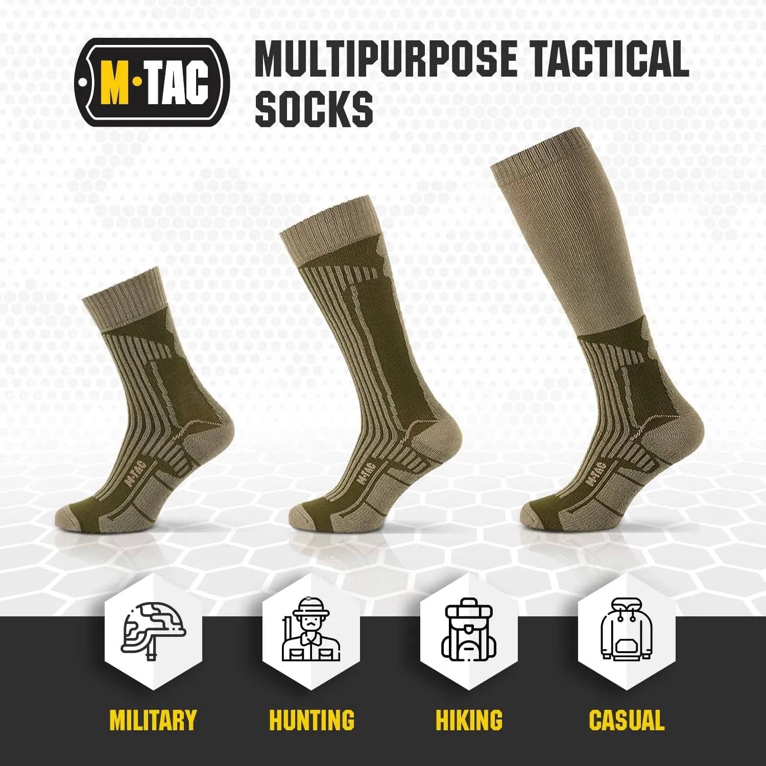 M-Tac Crew Knee High Tactical Socks 2 Pack - Military Lightweight Coolmax Moisture Wicking Army Combat Socks