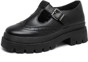 MEMON Mary Jane Shoes Women Oxford Shoes,Casual Dress Shoes,Cute Breathable Dressy Cosplay Party School Work Shoes(ME23033-BLACK-9)