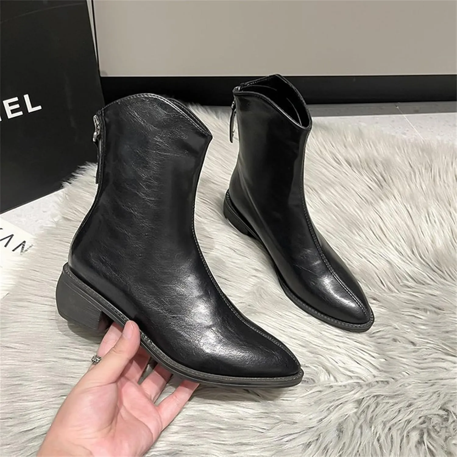 Mens Ankle Boots Women Fall Boots Rhinestone Cowboy Boots Fall Dress Women Leather Ankle Boots for Women Low Heel Wide Width White Ankle Boots for Women Low Heel