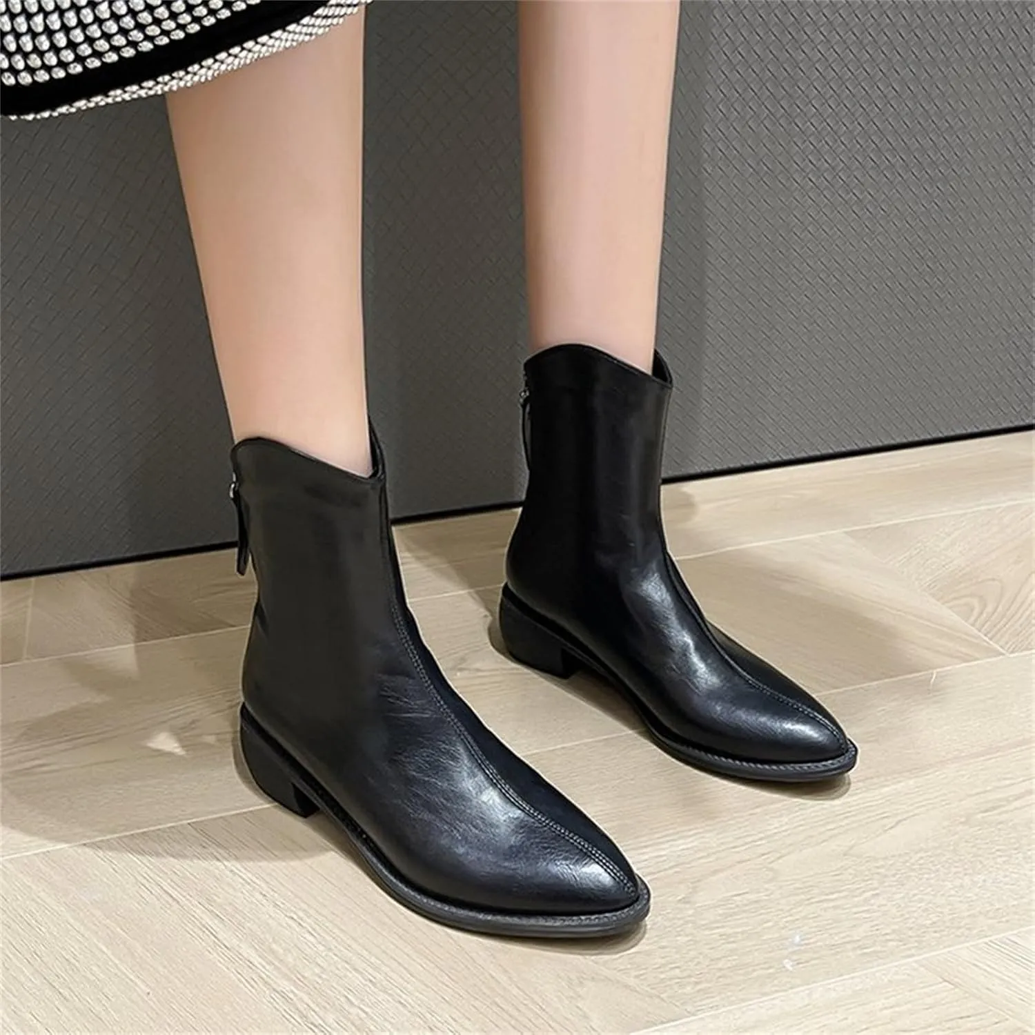 Mens Ankle Boots Women Fall Boots Rhinestone Cowboy Boots Fall Dress Women Leather Ankle Boots for Women Low Heel Wide Width White Ankle Boots for Women Low Heel
